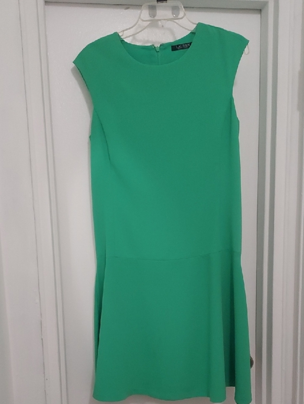 Lauren Ralph Lauren Bright Green Cap-Sleeve Drop-Waist Mini Dress
